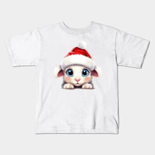 Christmas Peeking Baby Sheep Kids T-Shirt